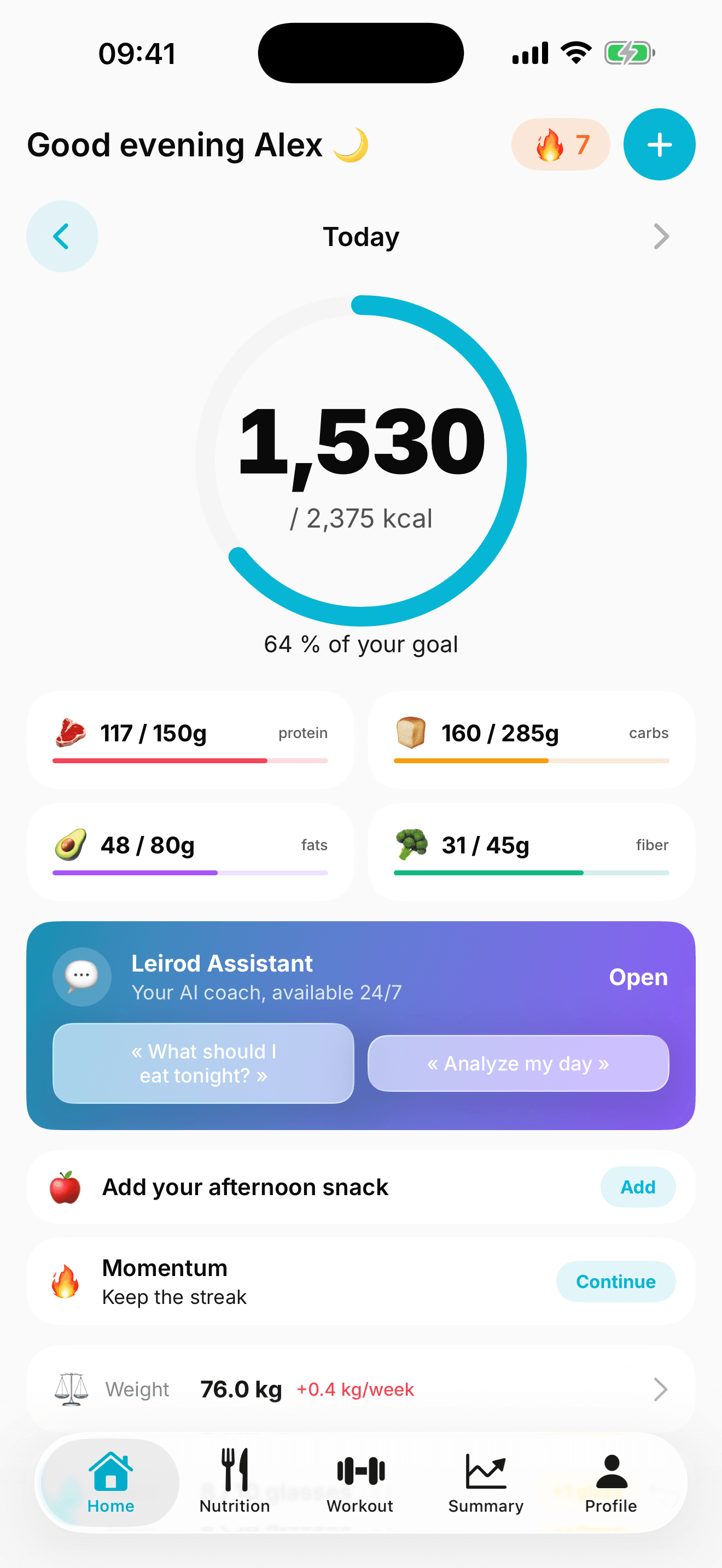 Leirod app home screen